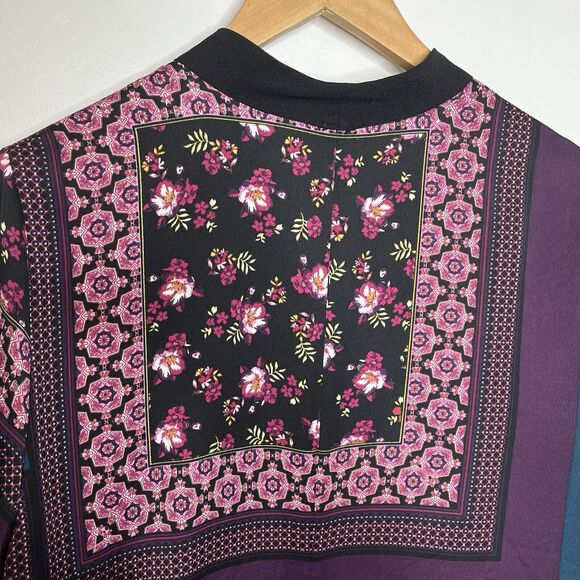 Chicos Patchwork Print Kimono Topper Jacket Womens 12/14 2 Large Purple - Picture 10 of 10